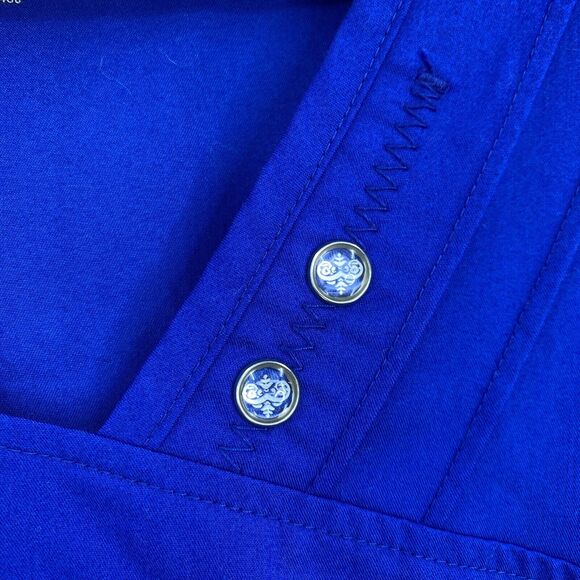 Cherokee Lux Scrub Top Womens Small Blue Nursing Vet Medical Uniform Fitted - Picture 6 of 12